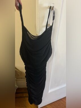 SHEIN Black Ruched Mini Slip Dress